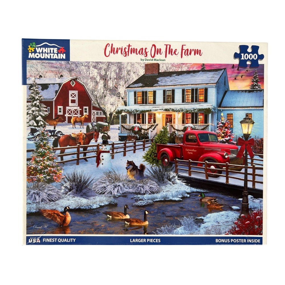 White Mountain Christmas On The Farm 1000 Piece Jigsaw Puzzle Complete